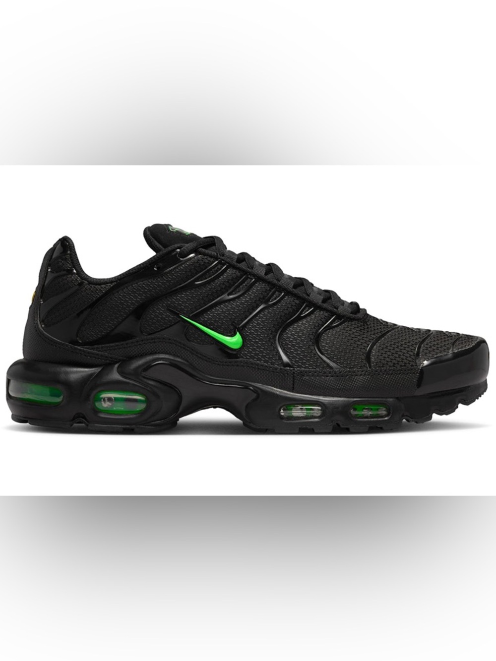 Nike Men's Air Max Plus TN Black/Green Lightweight  Shoes green strike